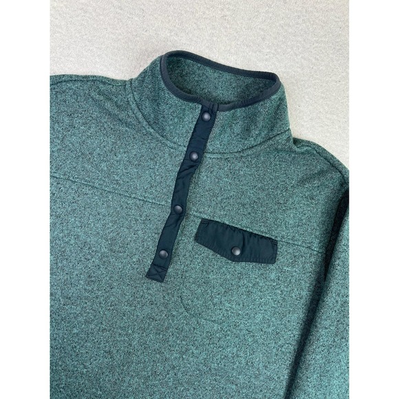 Eddie Bauer Sweater Mens Large Green Polyester Fleece Mock Neck Pullover - Picture 3 of 10